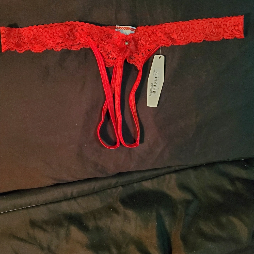 Red Crotchless Thongs